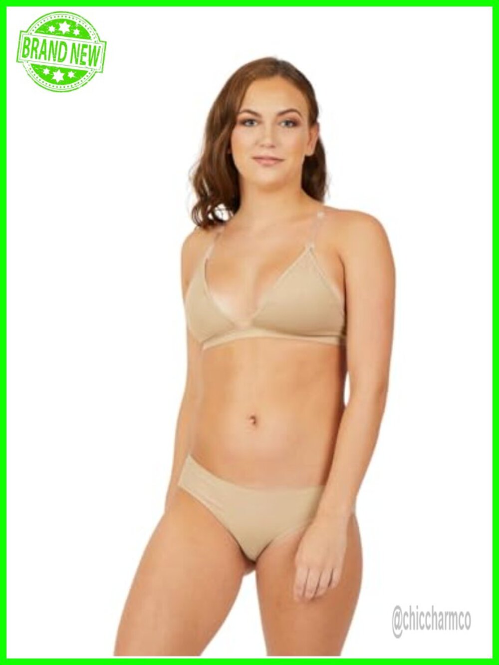 Deep Neck Clear Back Bra Wire Free Removable Cups